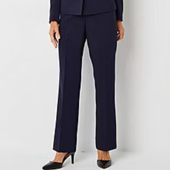 NEW! Le Suit Dress Pants Navy Blue Size 4 Straight Leg Lined MSRP $75‎ Dressy - Picture 1 of 15